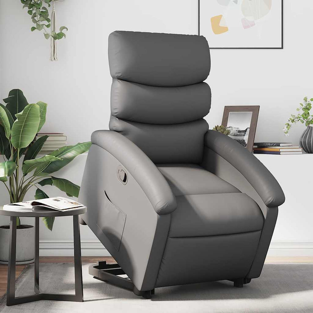 vidaXL Fauteuil relax releveur gris similicuir