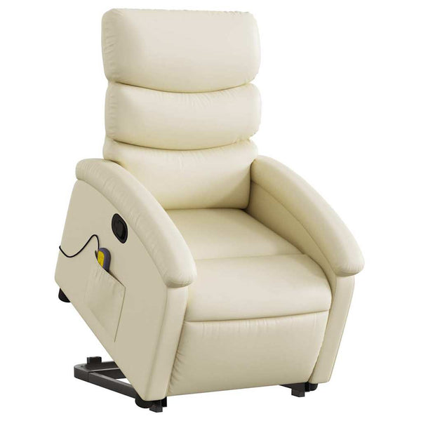 Massagesessel mit Aufstehhilfe Creme Kunstleder