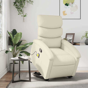 Massagesessel mit Aufstehhilfe Creme Kunstleder