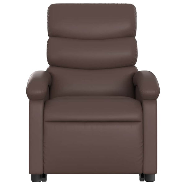 Massagesessel mit Aufstehhilfe Braun Kunstleder