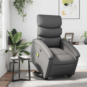Massagesessel mit Aufstehhilfe Grau Kunstleder