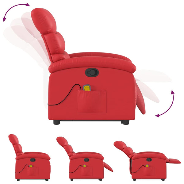 Massagesessel mit Aufstehhilfe Rot Kunstleder