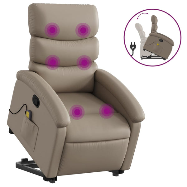 vidaXL Fauteuil de massage releveur marron cappuccino similicuir
