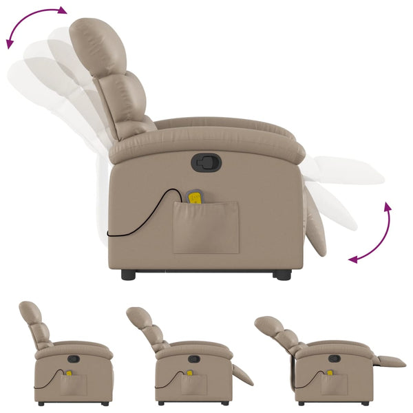 vidaXL Fauteuil de massage releveur marron cappuccino similicuir