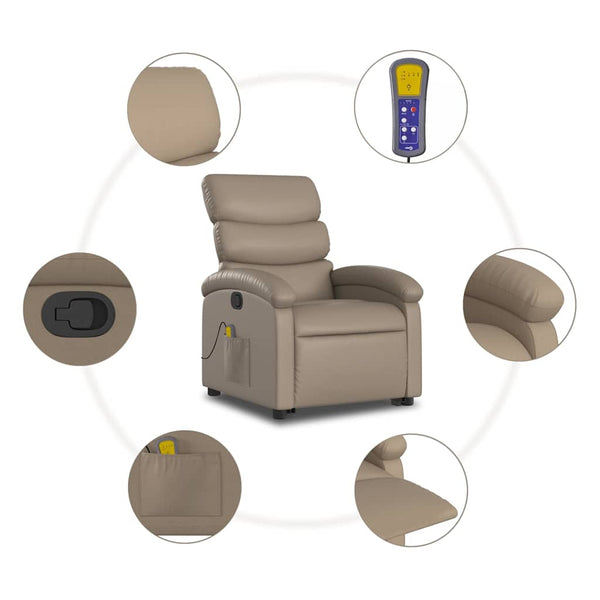 vidaXL Fauteuil de massage releveur marron cappuccino similicuir