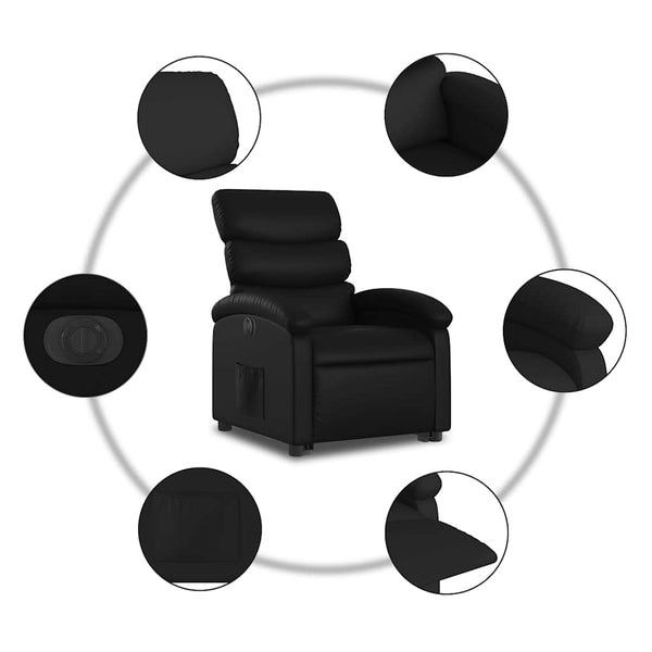 Elektrischer Relaxsessel mit Aufstehhilfe Schwarz
