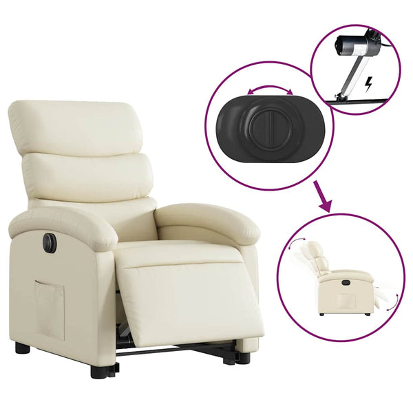 Elektrischer Relaxsessel mit Aufstehhilfe Creme