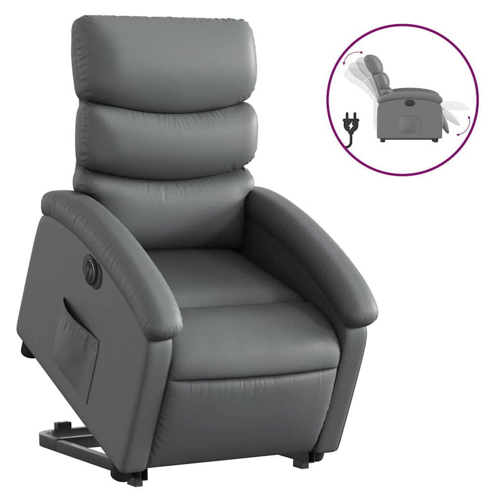 vidaXL Fauteuil releveur électrique gris en similicuir