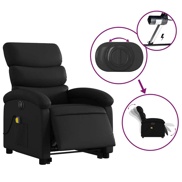 Elektrischer Massagesessel mit Aufstehhilfe Schwarz