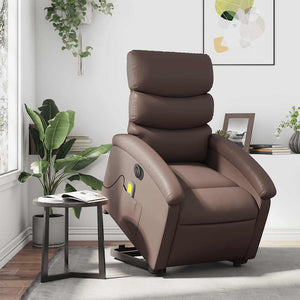 Elektrischer Massagesessel mit Aufstehhilfe Braun
