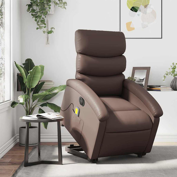 Elektrischer Massagesessel mit Aufstehhilfe Braun