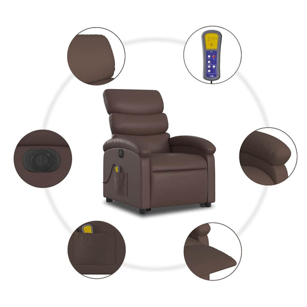 Elektrischer Massagesessel mit Aufstehhilfe Braun