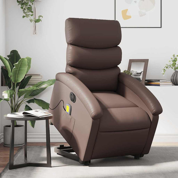 Elektrischer Massagesessel mit Aufstehhilfe Braun