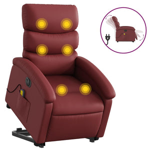 Elektrischer Massagesessel mit Aufstehhilfe Weinrot