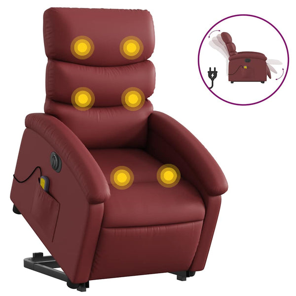 Elektrischer Massagesessel mit Aufstehhilfe Weinrot