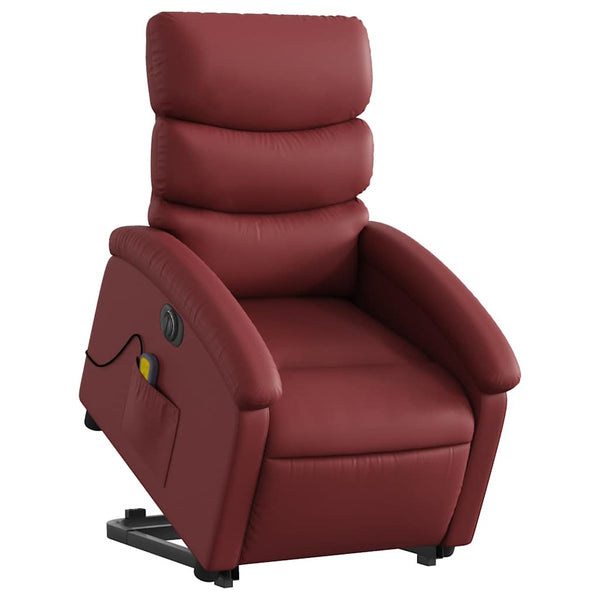 Elektrischer Massagesessel mit Aufstehhilfe Weinrot