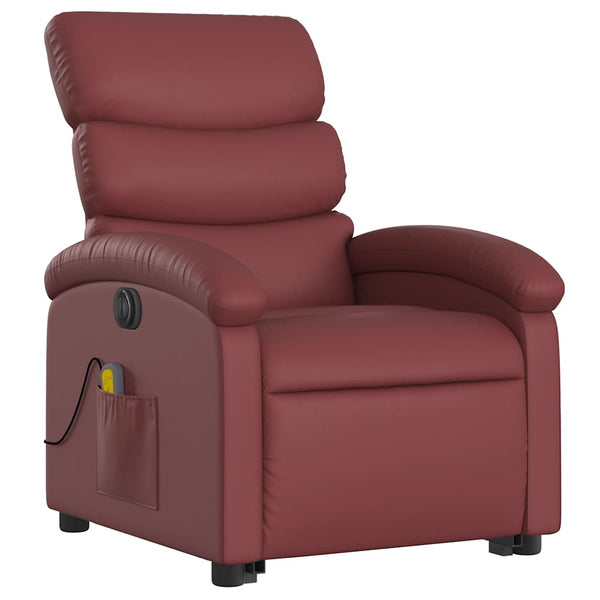 Elektrischer Massagesessel mit Aufstehhilfe Weinrot