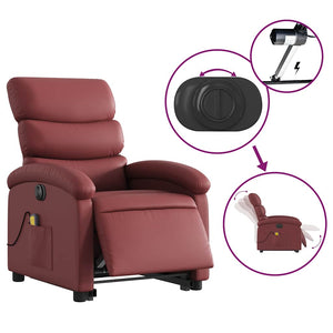 Elektrischer Massagesessel mit Aufstehhilfe Weinrot