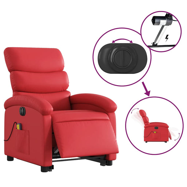 Elektrischer Massagesessel mit Aufstehhilfe Rot