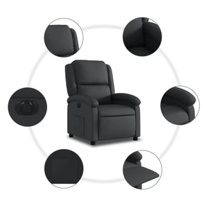 Elektrischer Relaxsessel Echtleder Schwarz