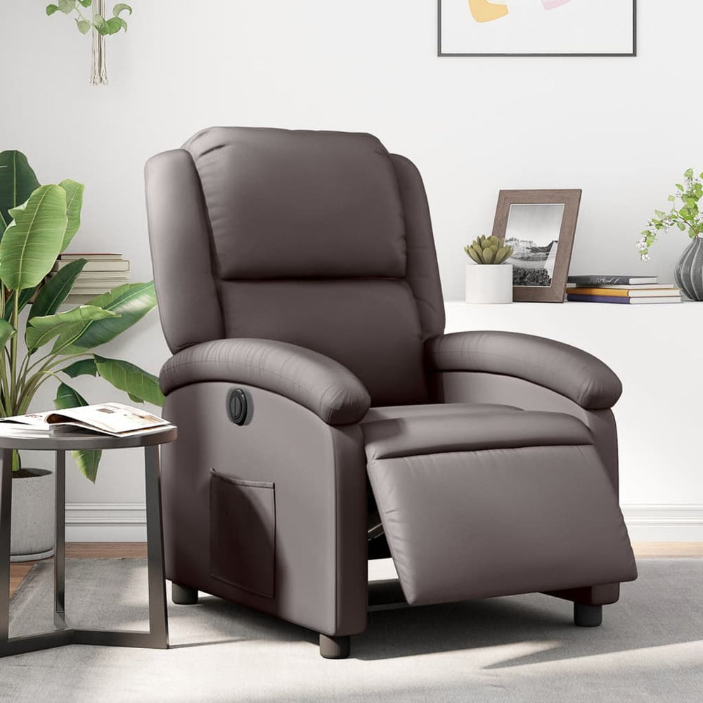 Elektrischer Relaxsessel Dunkelbraun Echtleder