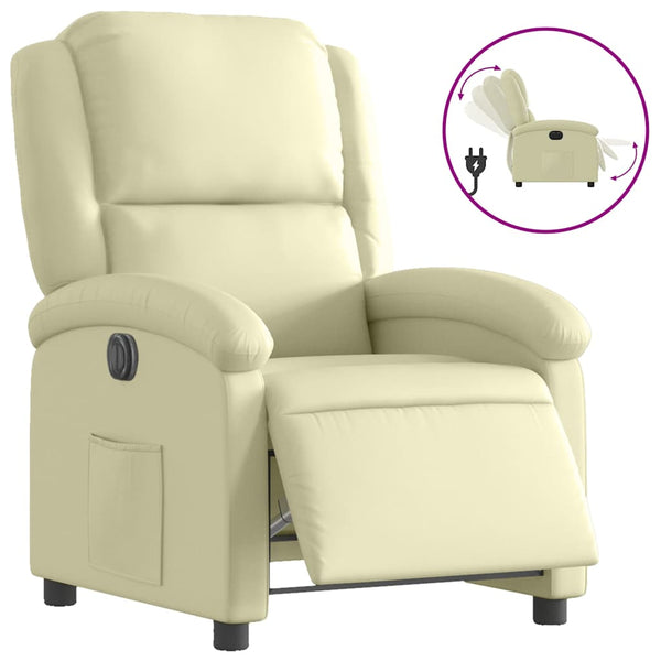 Elektrischer Relaxsessel Creme Echtleder
