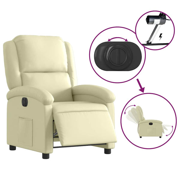 Elektrischer Relaxsessel Creme Echtleder