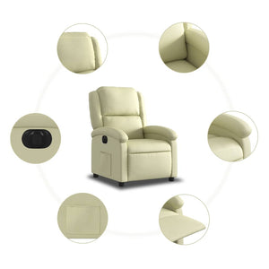 Elektrischer Relaxsessel Creme Echtleder
