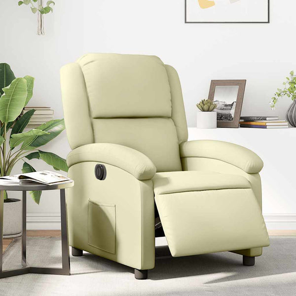 Elektrischer Relaxsessel Creme Echtleder