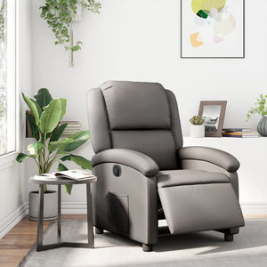 Elektrischer Relaxsessel Grau Echtleder