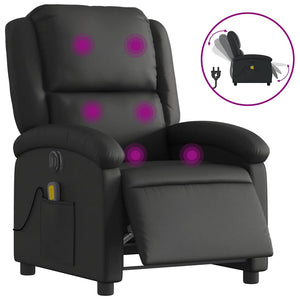 Elektrischer Massagesessel aus Echtleder, Schwarz
