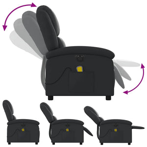 Elektrischer Massagesessel aus Echtleder, Schwarz