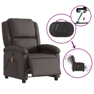 Elektrischer Massagesessel Dunkelbraun Echtleder
