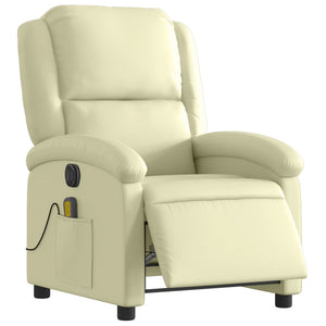 Elektrischer Massagesessel Echtleder Creme