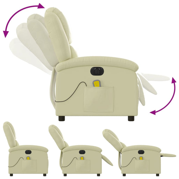 Elektrischer Massagesessel Echtleder Creme