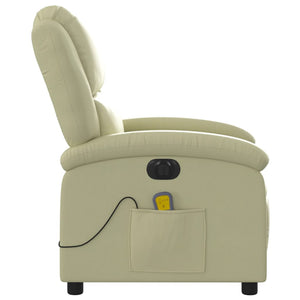 Elektrischer Massagesessel Echtleder Creme