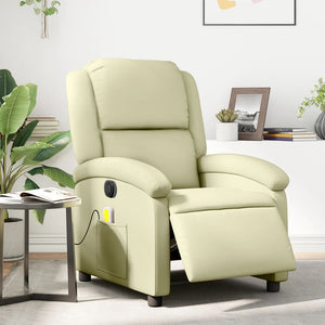 Elektrischer Massagesessel Echtleder Creme