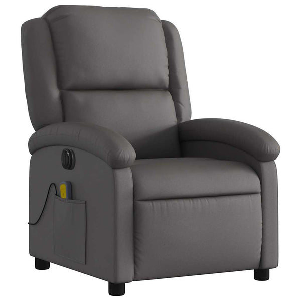 Elektrischer Massagesessel Grau Echtleder
