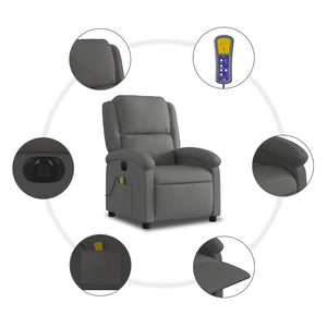 Elektrischer Massagesessel Grau Echtleder