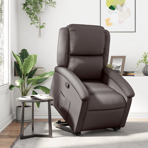 Relaxsessel mit Aufstehhilfe Dunkelbraun Echtleder