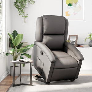 vidaXL Fauteuil relax releveur gris en cuir véritable