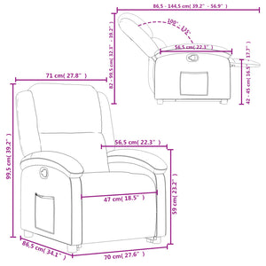 vidaXL Fauteuil relax releveur gris en cuir véritable