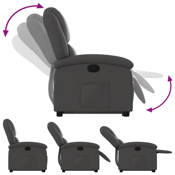vidaXL Fauteuil relax releveur gris en cuir véritable