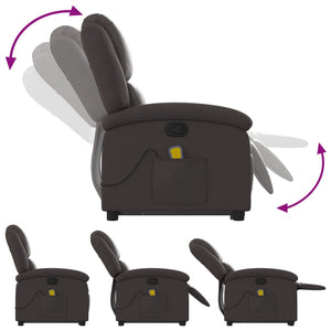 Massagesessel mit Aufstehhilfe Echtleder Dunkelbraun