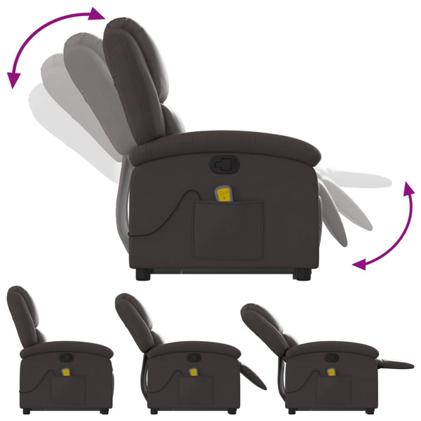 Massagesessel mit Aufstehhilfe Echtleder Dunkelbraun