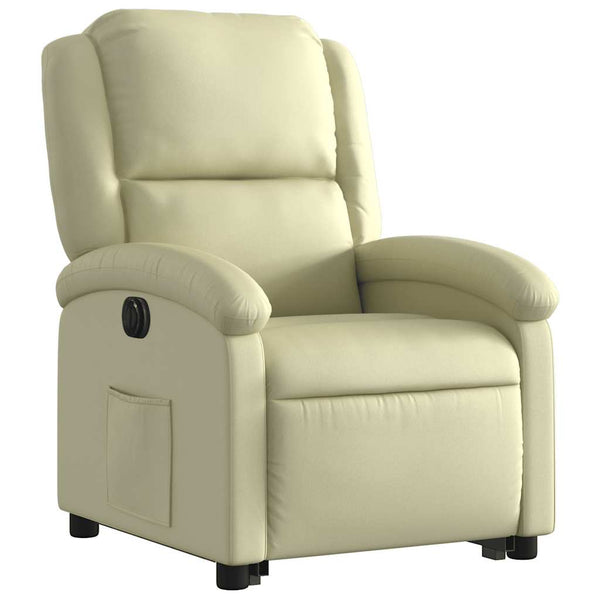Elektrischer Relaxsessel mit Aufstehhilfe Creme Leder