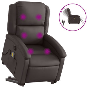 Elektrischer Massagesessel mit Aufstehhilfe Leder Dunkelbraun