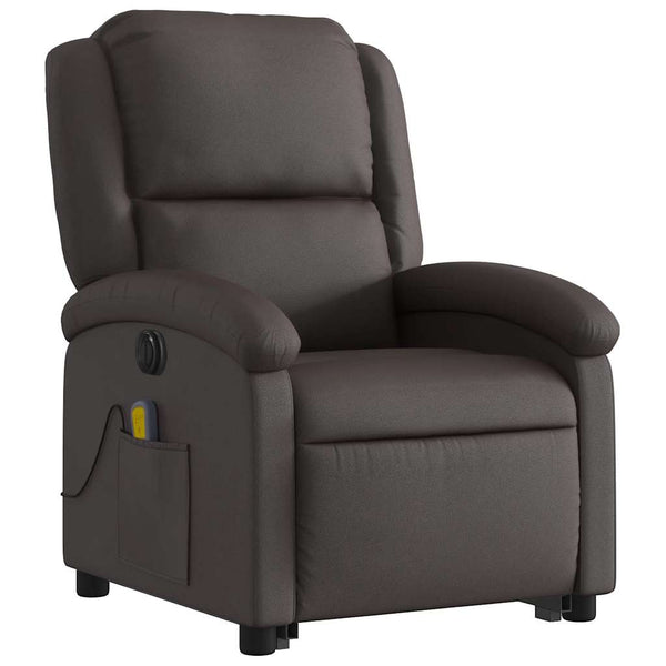 Elektrischer Massagesessel mit Aufstehhilfe Leder Dunkelbraun