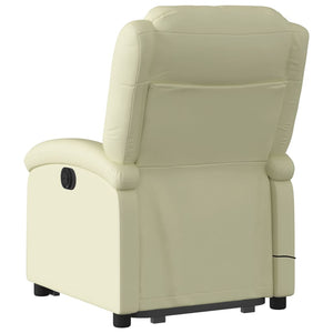Elektrischer Massagesessel mit Aufstehhilfe Echtleder Creme
