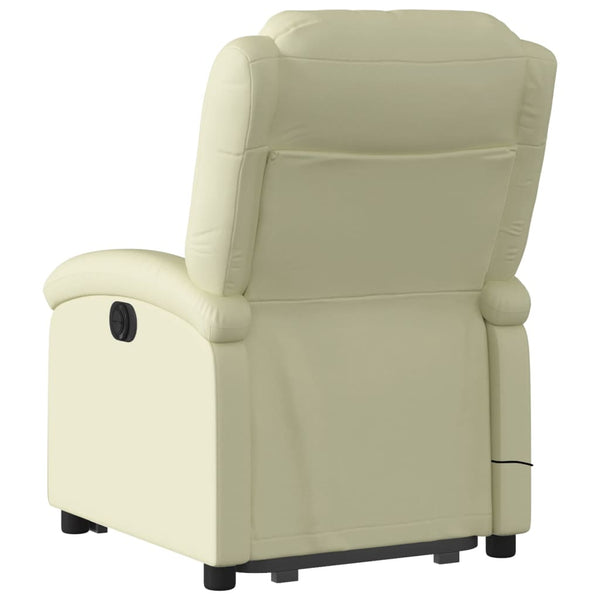 Elektrischer Massagesessel mit Aufstehhilfe Echtleder Creme